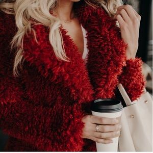 January garnet faux shaggy jacket